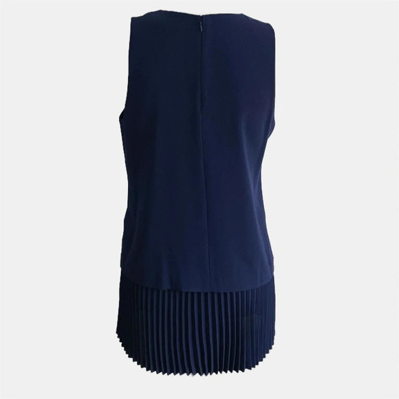 Theory Anastaza Winslow Crepe Sleeveless Pleated Tiered Blouse Top Small Blue - Picture 2 of 10